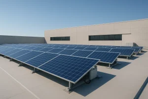Instalación de paneles solares en empresa industrial para optimizar consumo energético