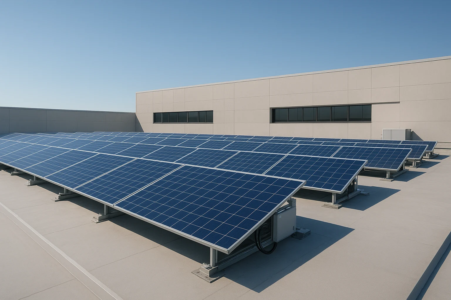 Instalación de paneles solares en empresa industrial para optimizar consumo energético