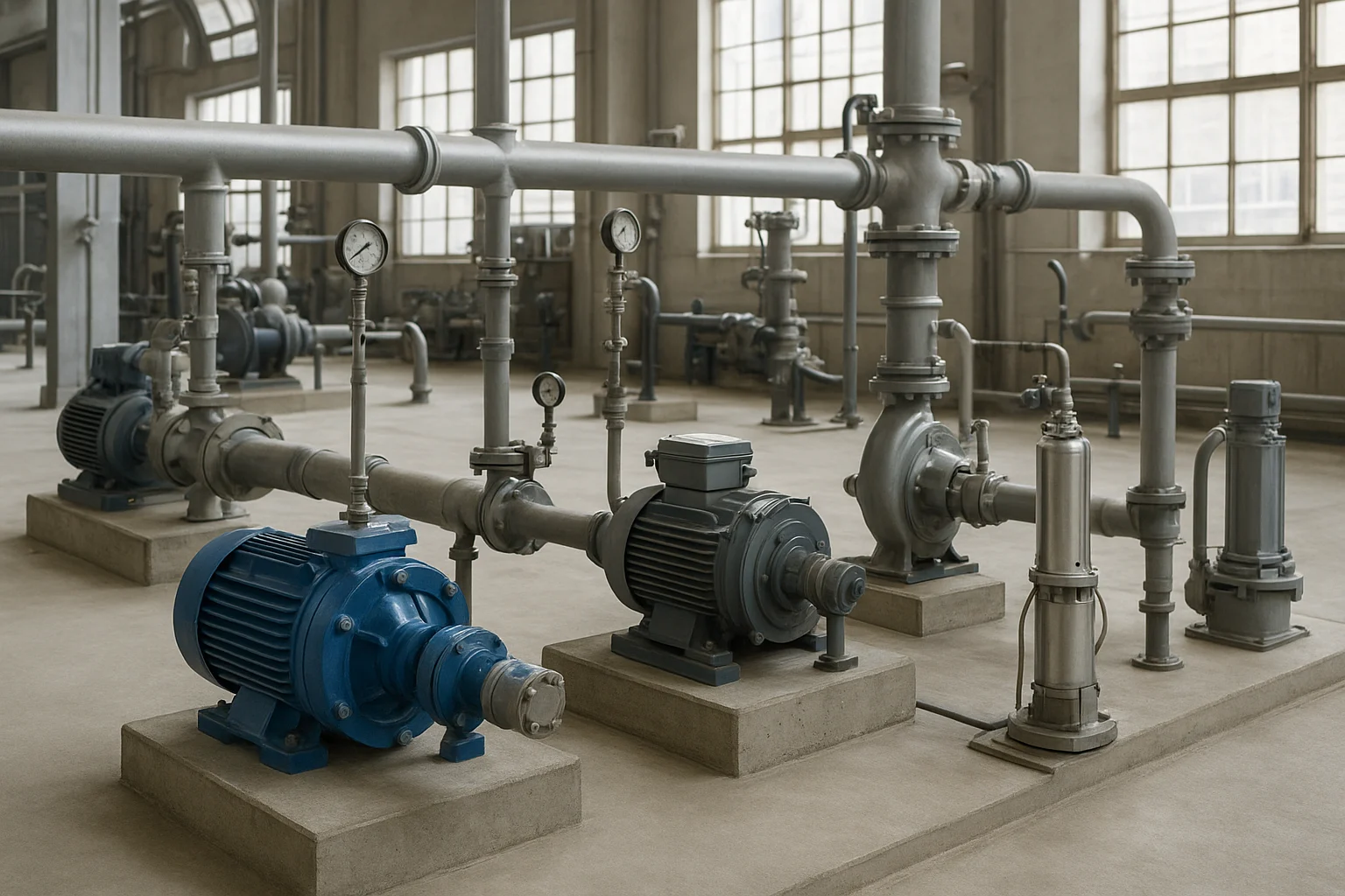 Instalación profesional de sistemas de bombeo industrial en planta de procesamiento